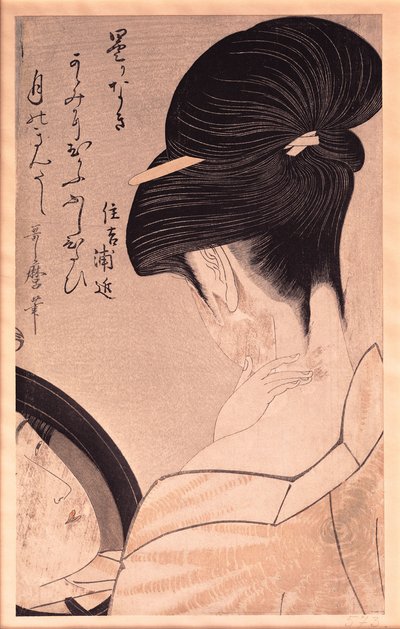 Frau beim Schminken von Kitagawa Utamaro
